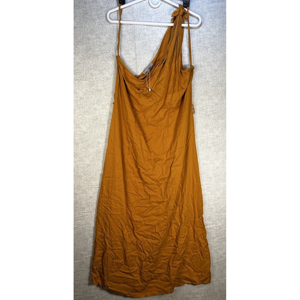 Antonio Melani One Shoulder Maxi Weylin Dress Size Med Burnt Orange Belted Rayon